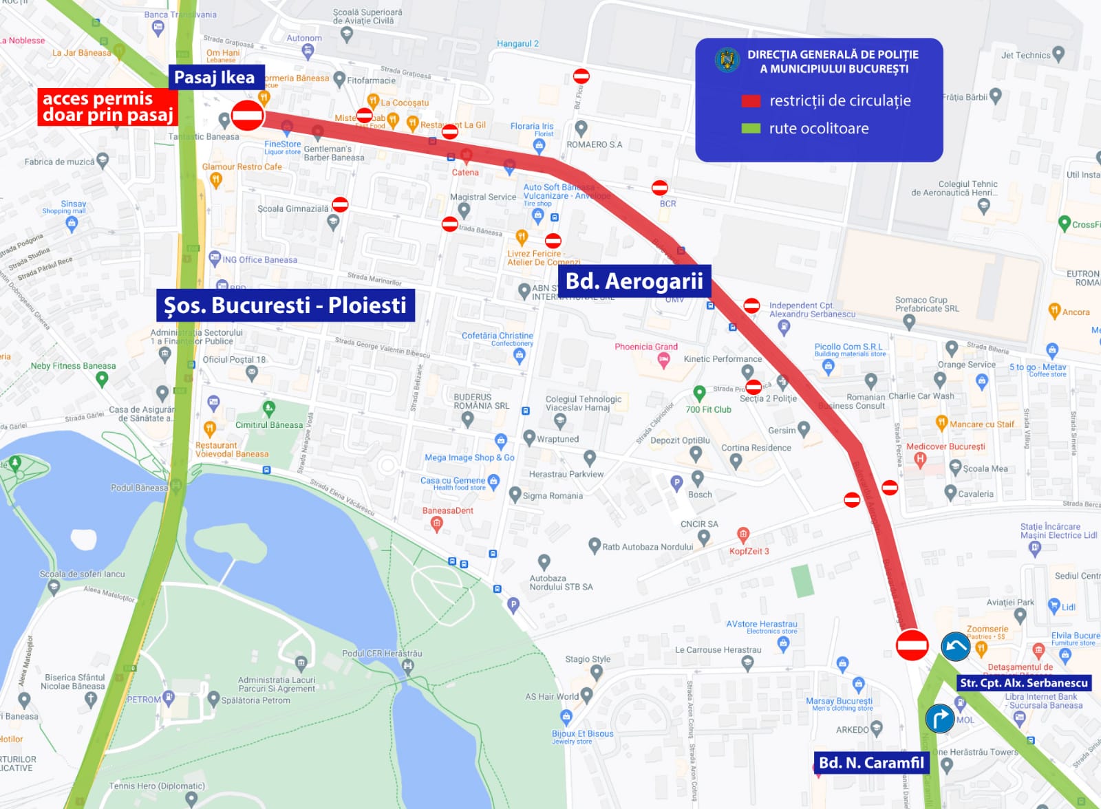 Bulevardul Aerogării din București închis weekend