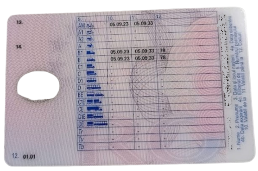 Permis de conducere care include codul de restricție „78” / Sursa: Cristian Gorneanu